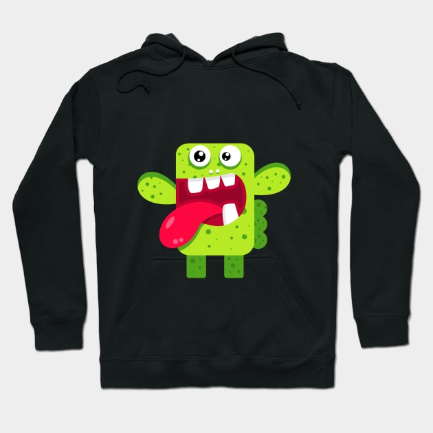 Funny green monster. Green cactus monster Hoodie by VALIJANOV